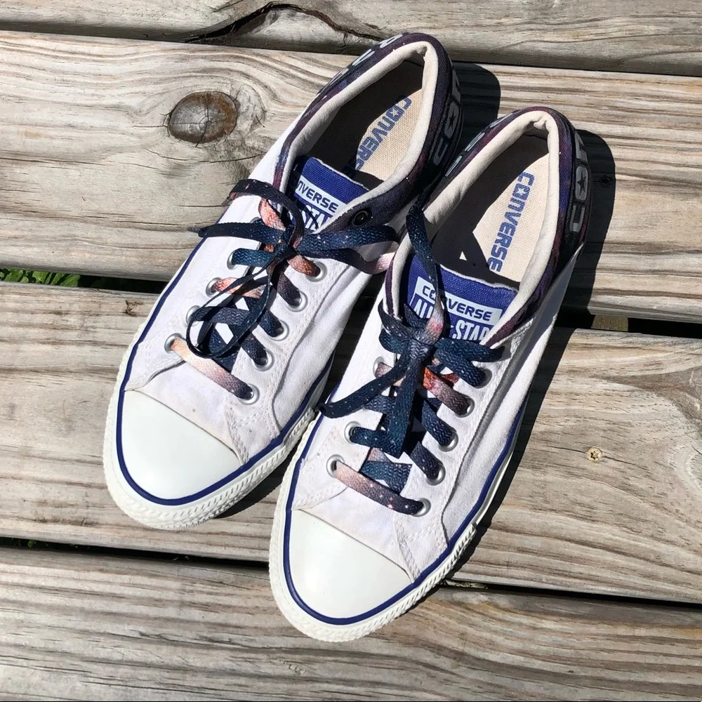 - Converse Sz 10 White/Galaxy Converse All-Stars! NEW GALAXY LACES! EUC! - Picture 6 of 14
